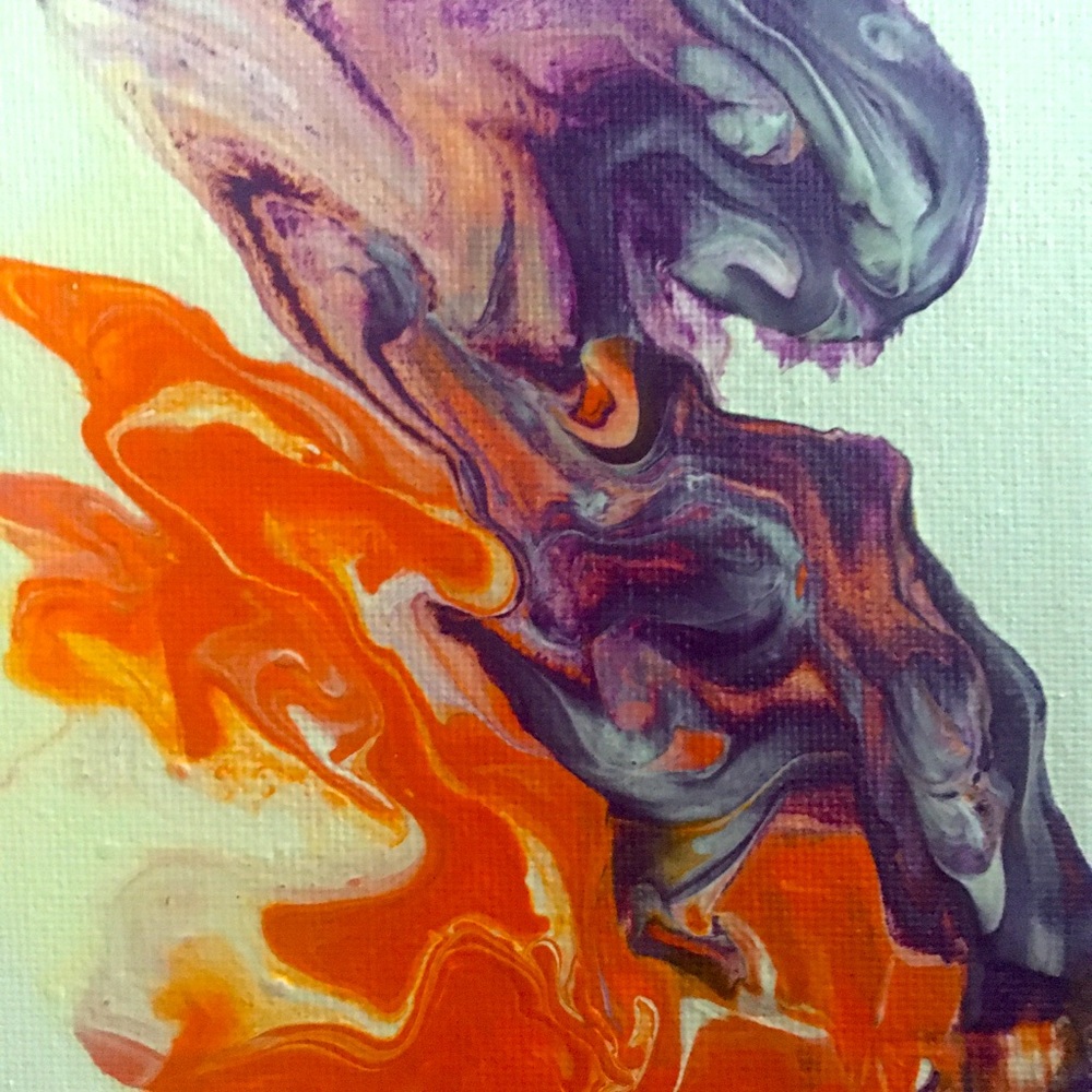 Original acrylic fluid art painting on a stretched canvas. Size 5”x7”